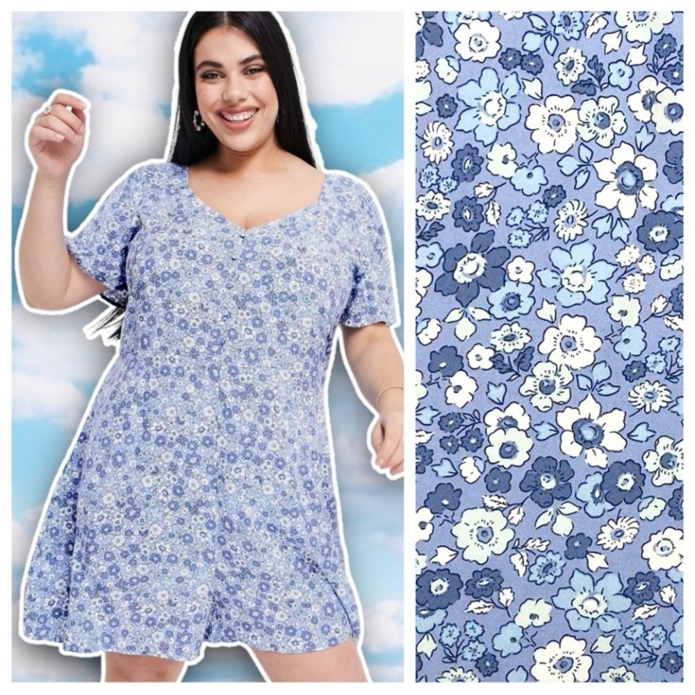 ASOS CURVE Cotton On Sweetheart Neckline Ditsy Floral Romper Cottagecore Prairie